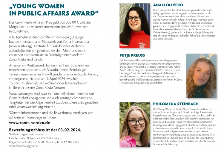 für den »Young Women in Public Affairs Award«